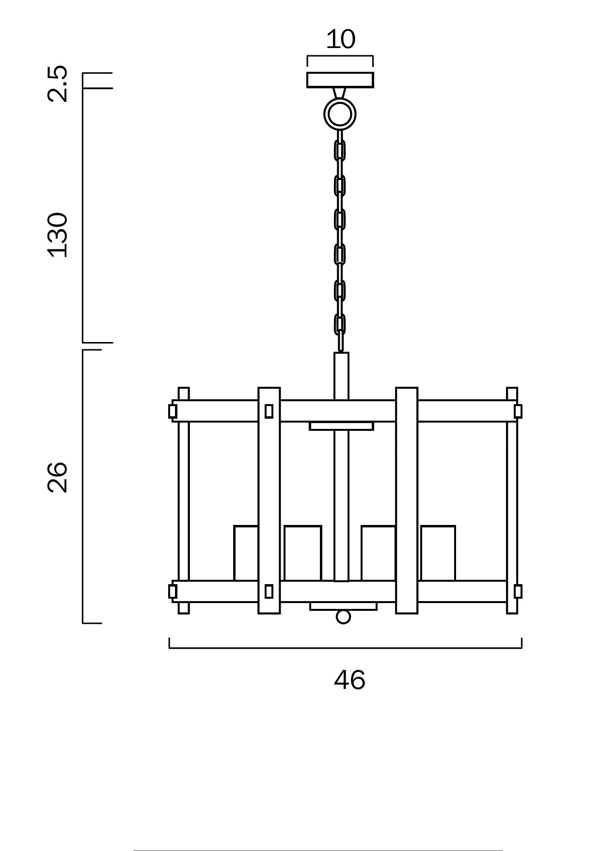 Finley 46 Nickel, Black or Antique Brass 4 Light Pendant