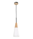 FINN: Scandinavian Blonde Wood & Opal Glass Long Cone Pendant Light