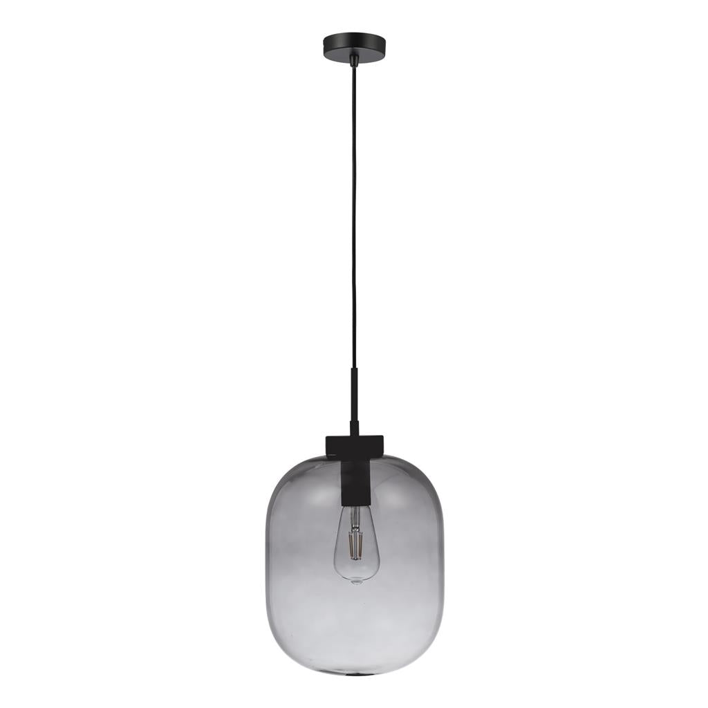 flaunt glass pendant 240v e27 black flaunt blk