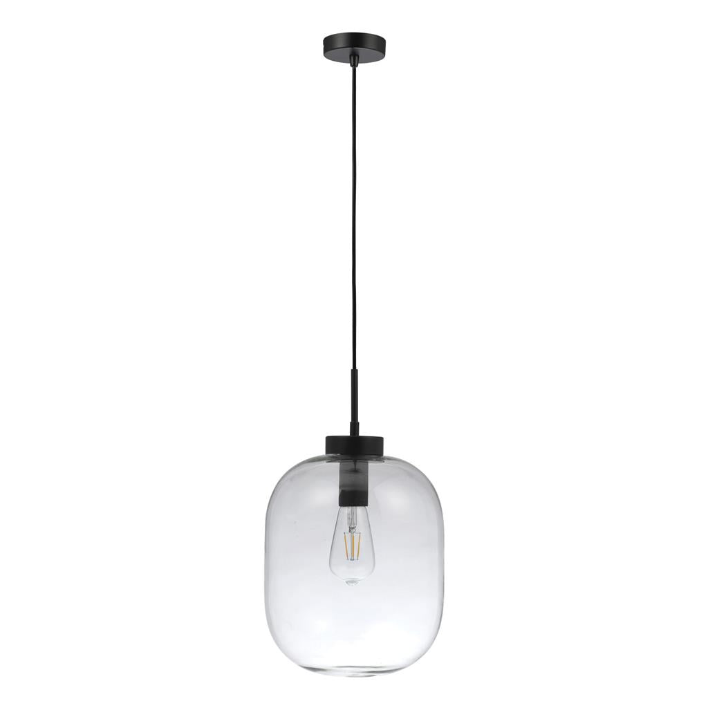 flaunt glass pendant 240v e27 black flaunt blk