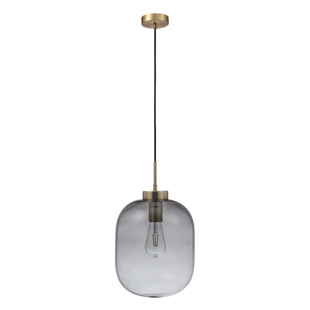 flaunt glass pendant 240v e27 satin brass flaunt sbr