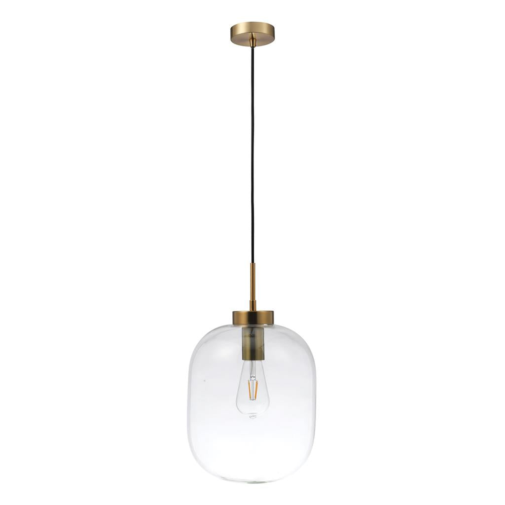 flaunt glass pendant 240v e27 satin brass flaunt sbr