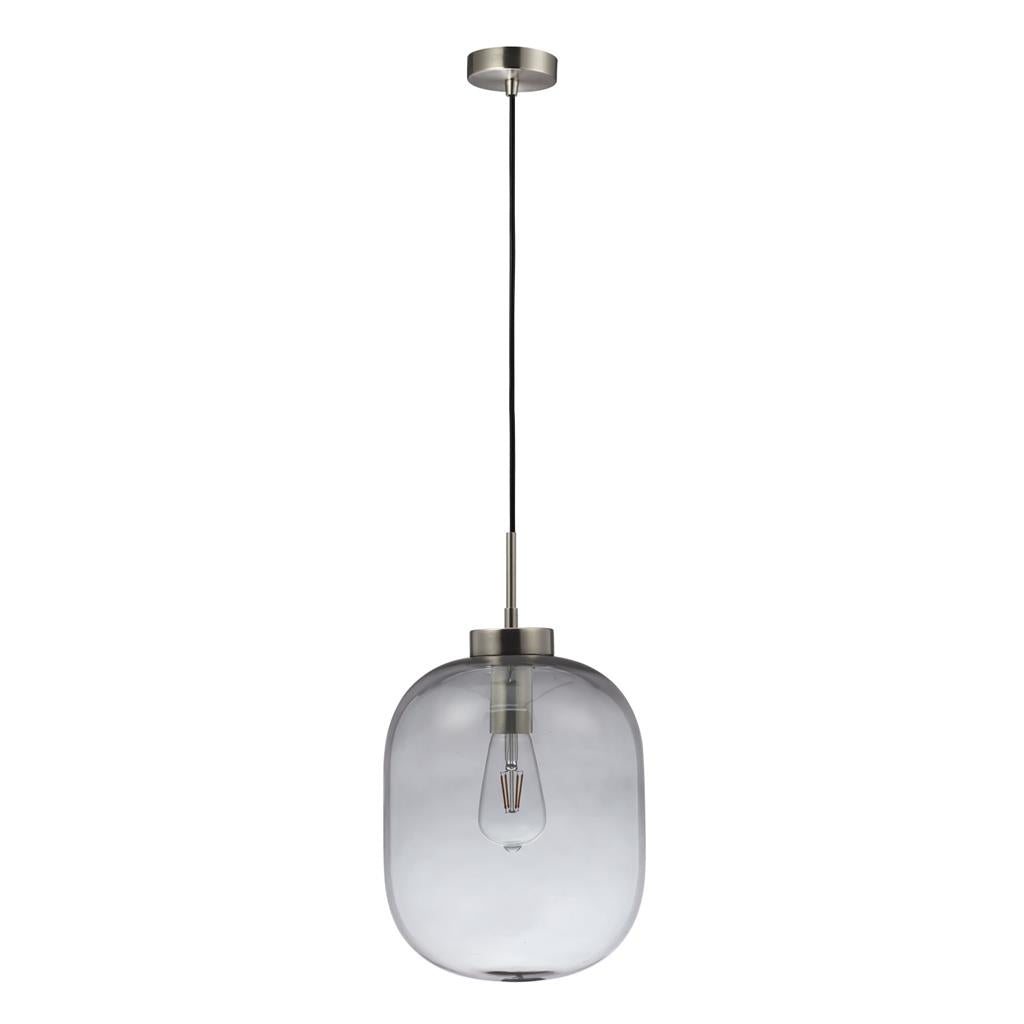 flaunt glass pendant 240v e27 satin chrome flaunt sch