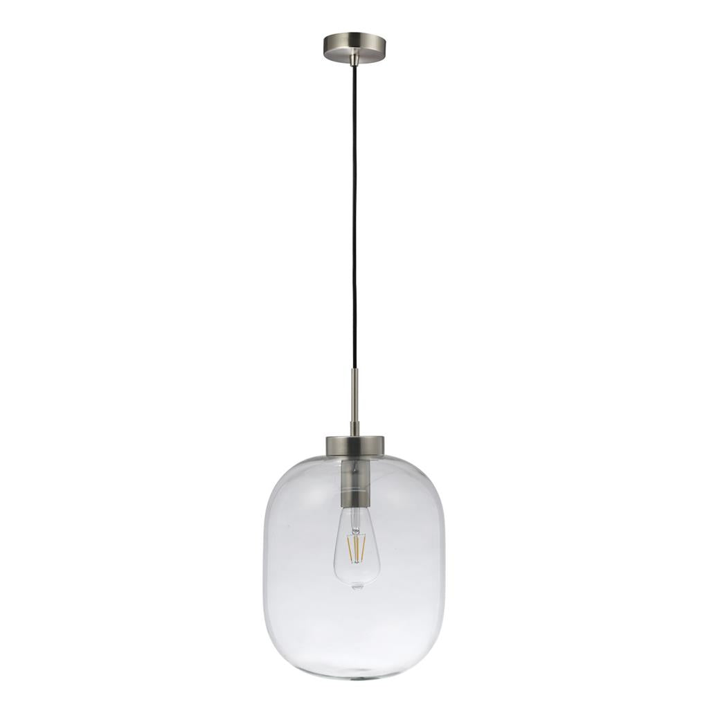 flaunt glass pendant 240v e27 satin chrome flaunt sch