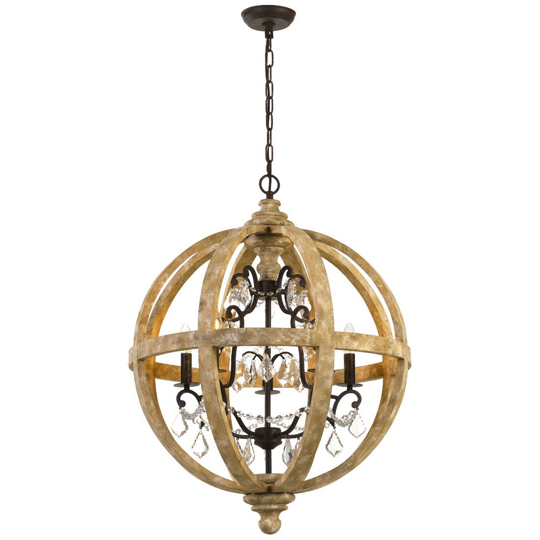 Florin 5 Light Pendant in Iron Wood with Clear Glass