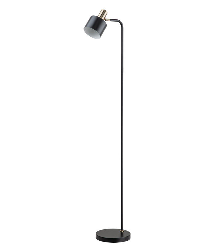 FLOTAR: Interior Cylinder Iron Shade with Antique Brass Highlight Floor Lamps