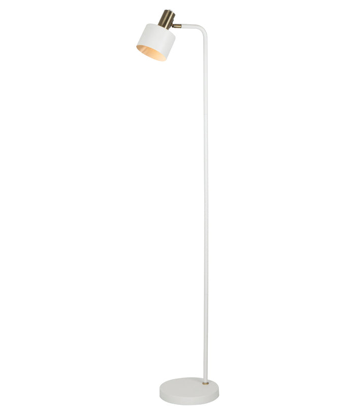 FLOTAR: Interior Cylinder Iron Shade with Antique Brass Highlight Floor Lamps