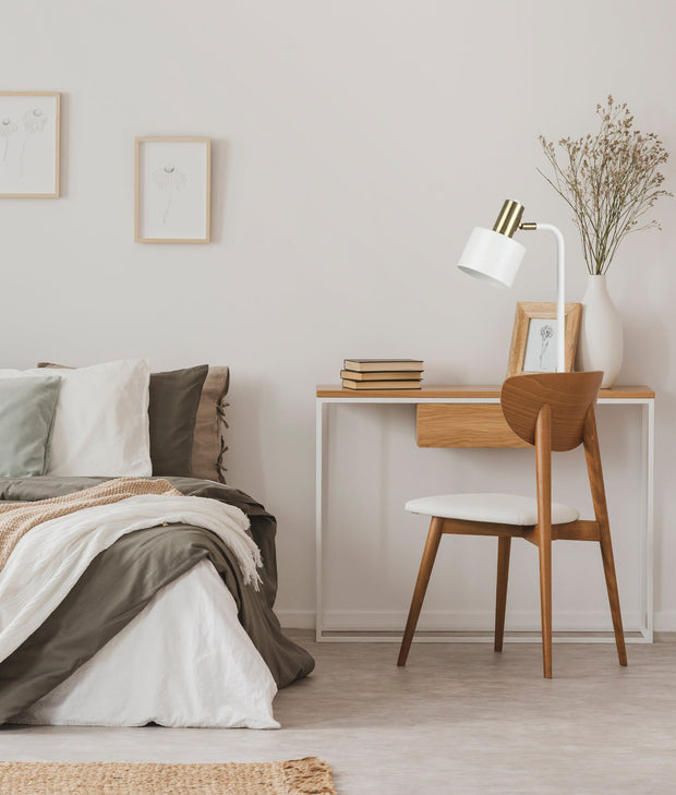 FLOTAR: Interior Cylinder Iron Shade with Antique Brass Highlight Table Lamps