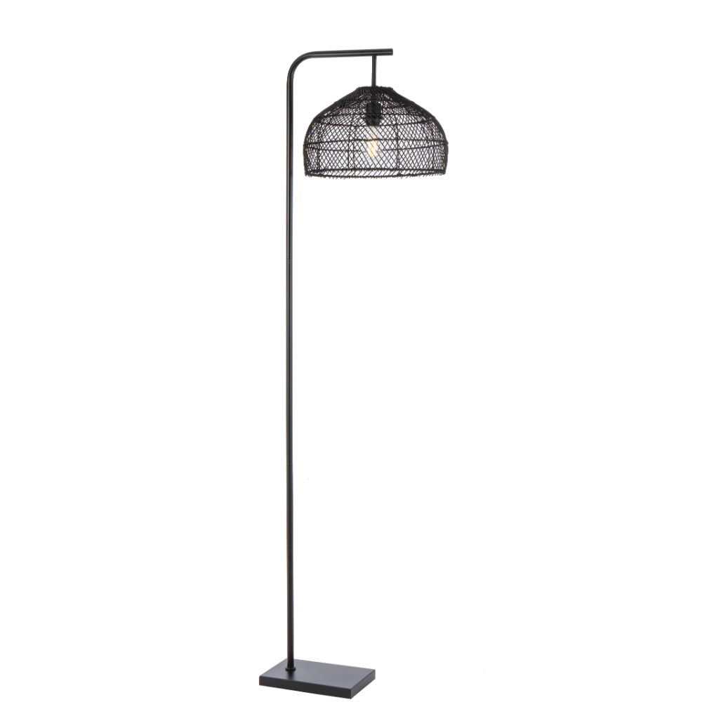 Frya White/Natural, Black/Brown or Black/Black Rattan Floor Lamp
