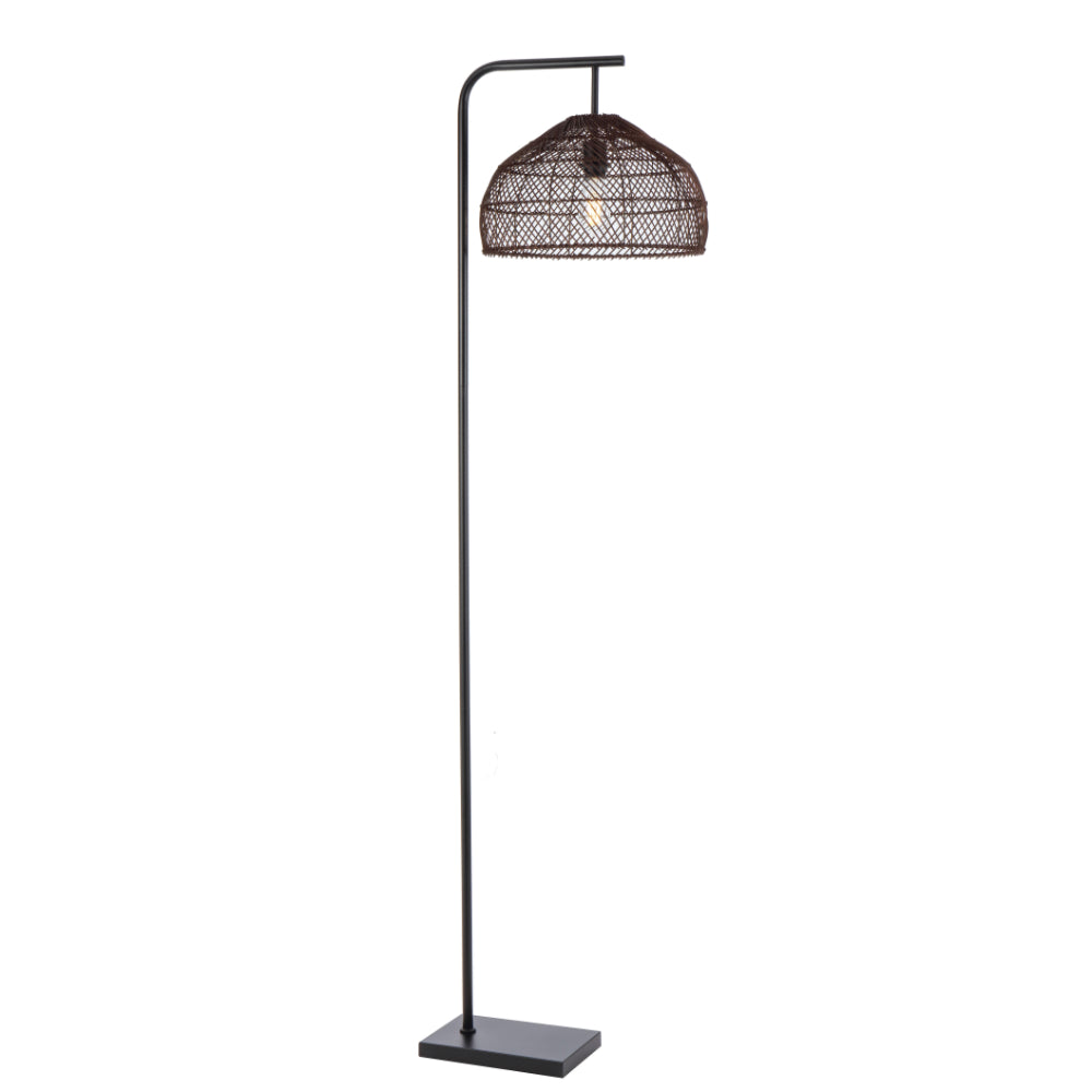 Frya White/Natural, Black/Brown or Black/Black Rattan Floor Lamp