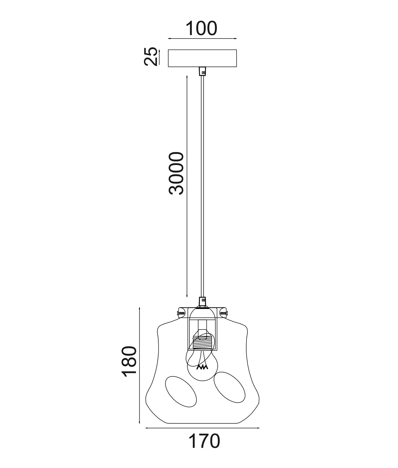 FOSSETTE: Interior Dimpled Smoked Mirror Finish Angled Bell Glass Pendant Light
