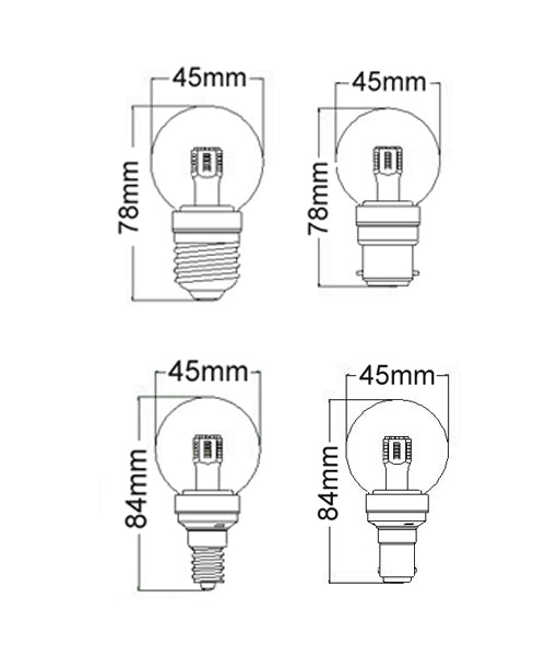 Fancy Round LED Filament Dimmable Frosted Globes (4W)