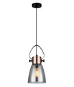FUMOSO: Smokey Black Mirror Finish Glass Ellipse Shape Pendant Light