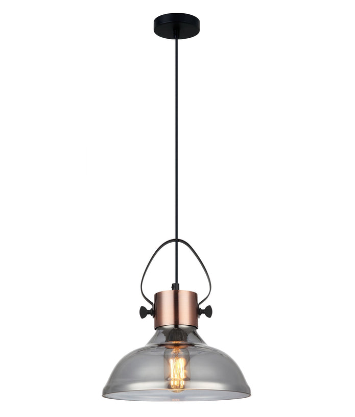 FUMOSO: Retro Smokey Black Mirror Finish Glass Dome Shape Pendant Light