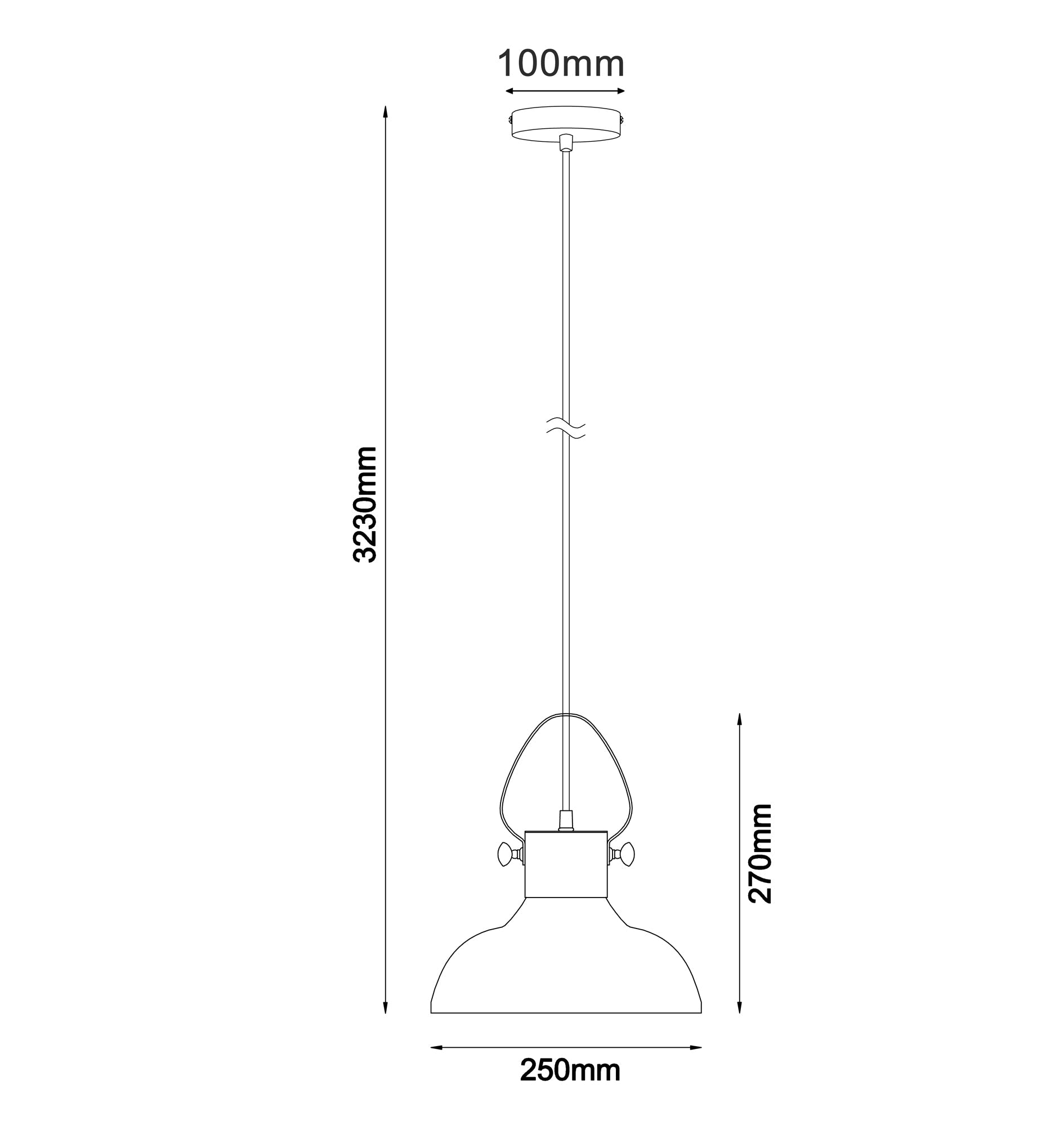 FUMOSO: Retro Smokey Black Mirror Finish Glass Dome Shape Pendant Light