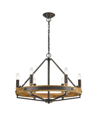 Thumbnail for FUNALE: Interior Candelabra Natural Wood / Oak Wood 6-Light Pendant Lights
