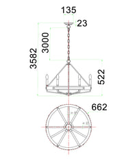 Thumbnail for FUNALE: Interior Candelabra Natural Wood / Oak Wood 6-Light Pendant Lights