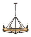 FUNALE: Interior Candelabra Natural Wood / Oak Wood 8-Light Pendant Lights