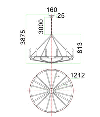 Thumbnail for FUNALE: Interior Candelabra Natural Wood / Oak Wood 12-Light Pendant Lights