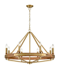 Thumbnail for FUNALE: Interior Candelabra Natural Wood / Oak Wood 8-Light Pendant Lights
