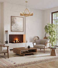 Thumbnail for FUNALE: Interior Candelabra Natural Wood / Oak Wood 8-Light Pendant Lights