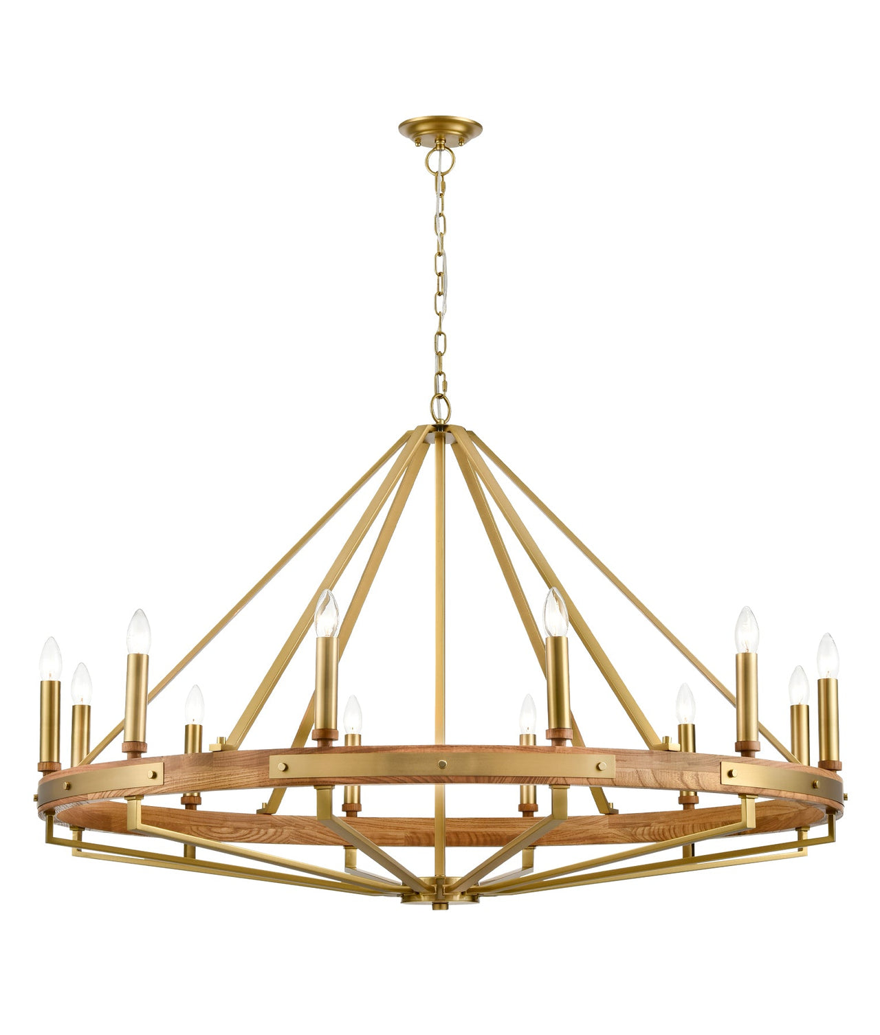 FUNALE: Interior Candelabra Natural Wood / Oak Wood 12-Light Pendant Lights