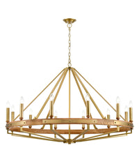 Thumbnail for FUNALE: Interior Candelabra Natural Wood / Oak Wood 12-Light Pendant Lights