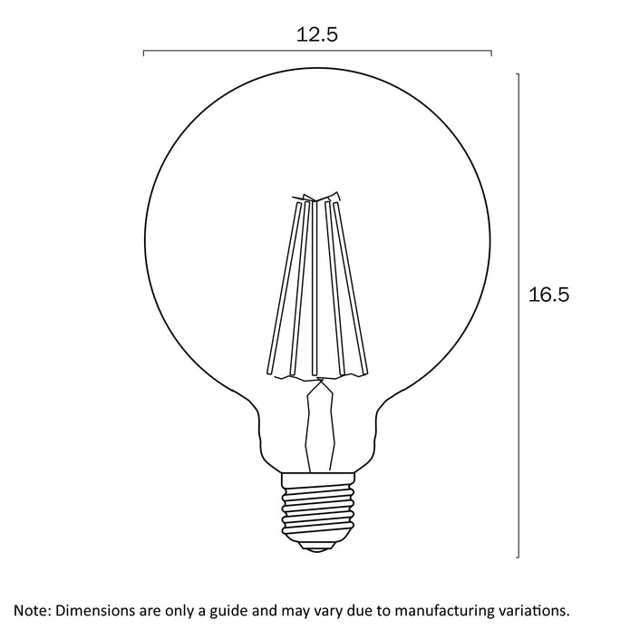 G125 8W E27 5000K or 3000K Clear LED Globe Dimmable
