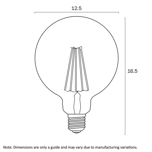 G125 8W E27 5000K or 3000K Clear LED Globe Dimmable