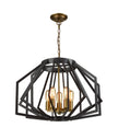 GAMBA: Industrial Black Rustic Wide Angular Cage Pendant Light