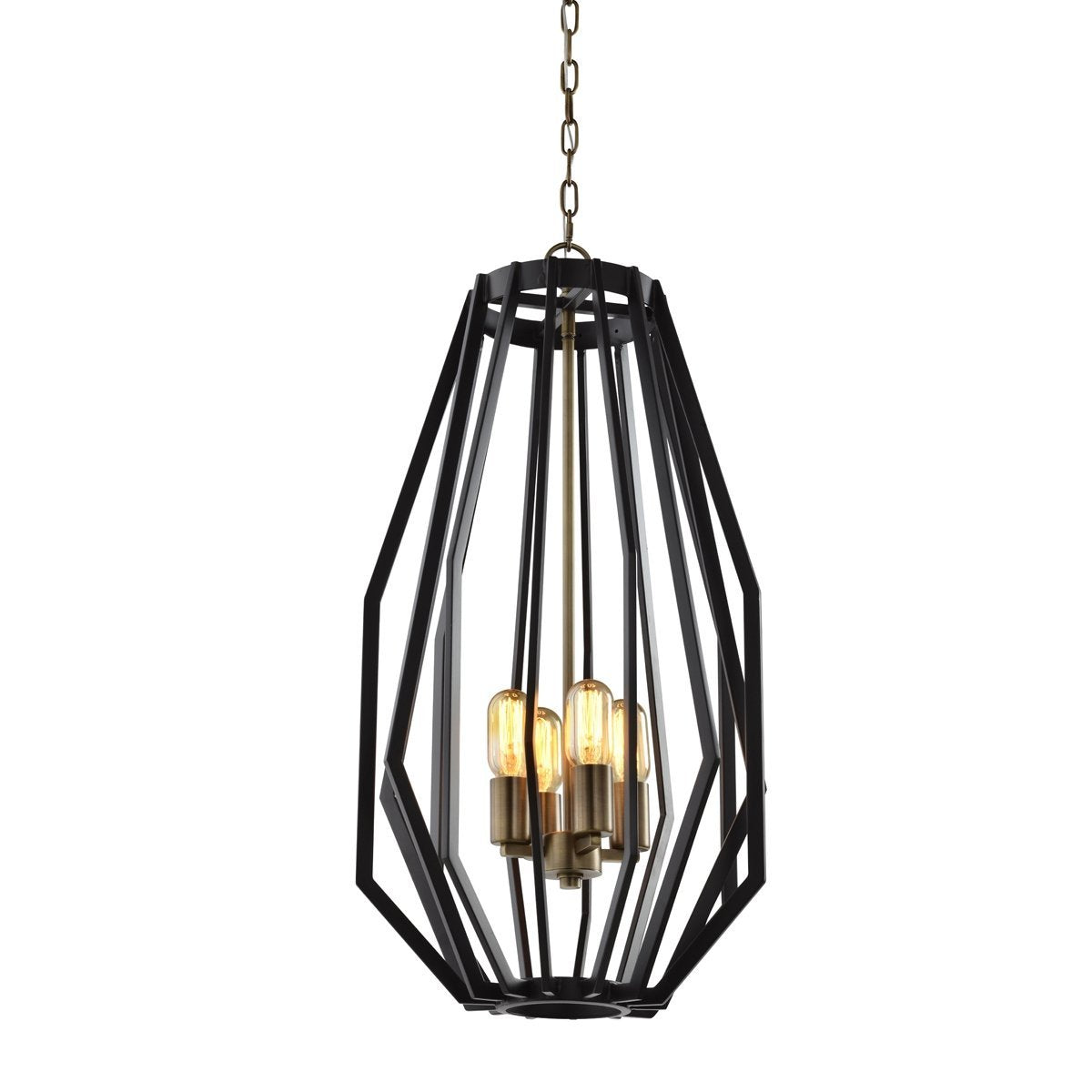 Gamba 4 Light Pendant Light in Antique Brass and Oiled Bronze