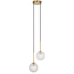 Gaston Antique Gold 2 Light Pendant with Choice of 6 Glass Colours and Textures