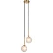 Gaston Antique Gold 2 Light Pendant with Choice of 6 Glass Colours and Textures