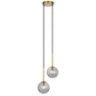 Gaston Antique Gold 2 Light Pendant with Choice of 6 Glass Colours and Textures