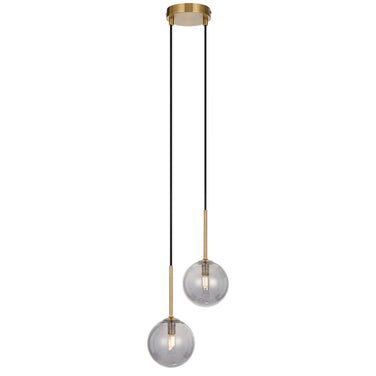 Gaston Antique Gold 2 Light Pendant with Choice of 6 Glass Colours and Textures