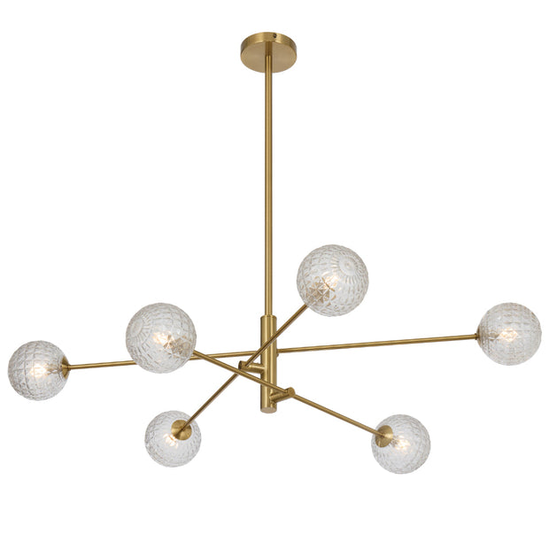 Gaston Antique Gold 6 Light Pendant with Choice of 6 Glass Colours and Textures