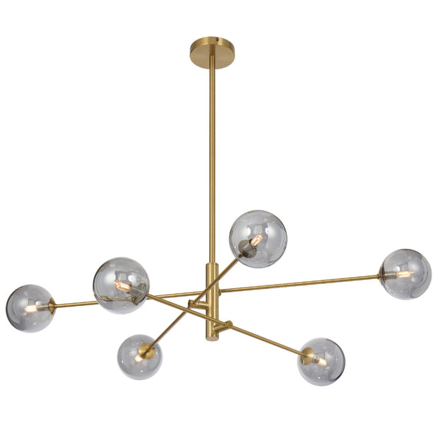 Gaston Antique Gold 6 Light Pendant with Choice of 6 Glass Colours and Textures