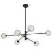 Gaston Black 6 Light Pendant with Choice of 6 Glass Colours and Textures