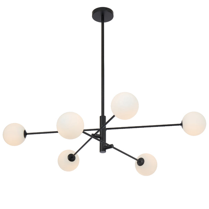 Gaston Black 6 Light Pendant with Choice of 6 Glass Colours and Textures
