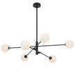 Gaston Black 6 Light Pendant with Choice of 6 Glass Colours and Textures