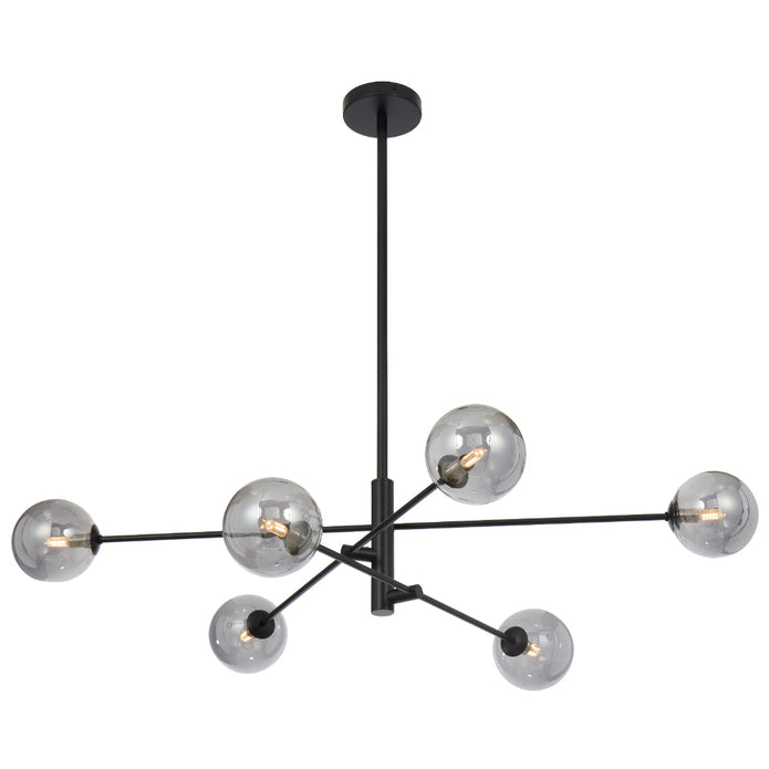 Gaston Black 6 Light Pendant with Choice of 6 Glass Colours and Textures
