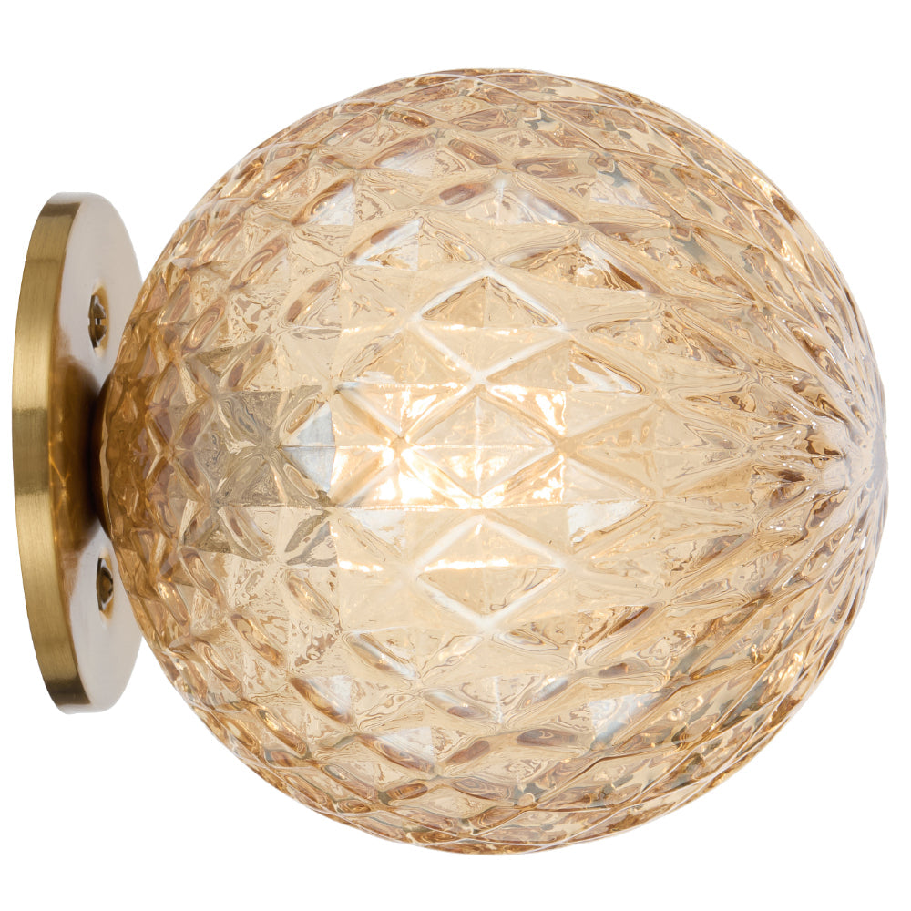Gaston Antique Gold Wall Light with Choice of 6 Glass Colours and Textures
