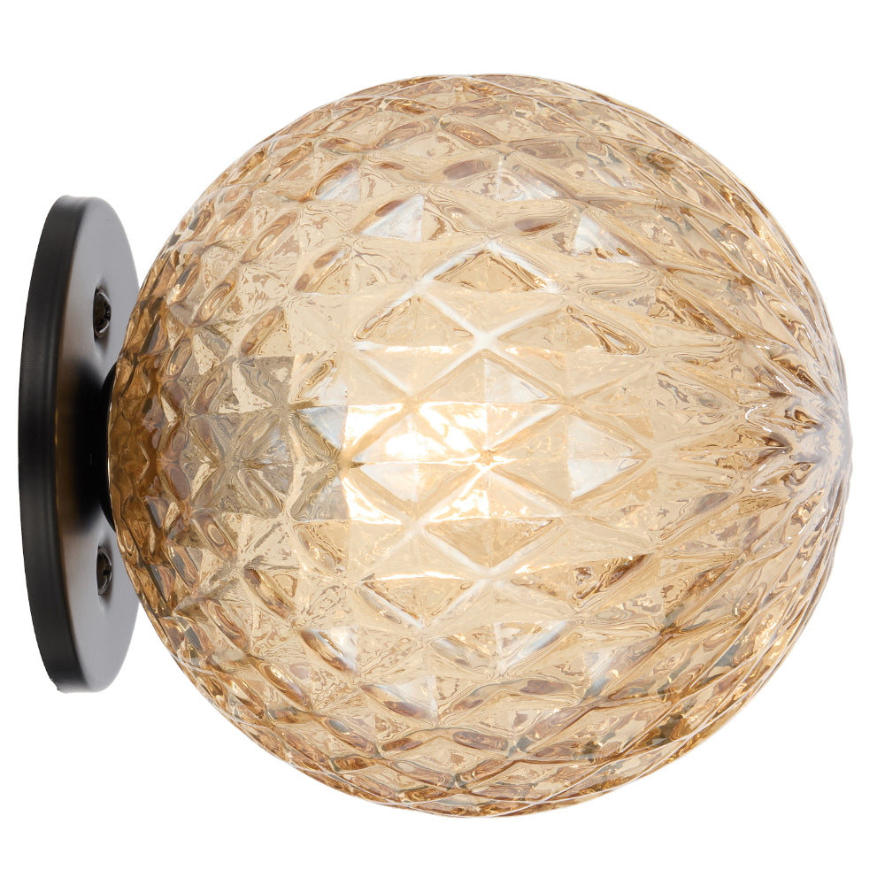 Gaston Black Wall Light with Choice of 6 Glass Colours and Textures