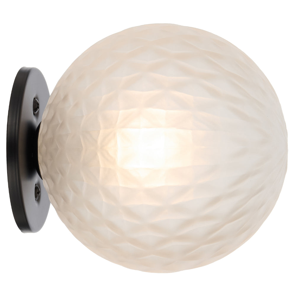 Gaston Black Wall Light with Choice of 6 Glass Colours and Textures