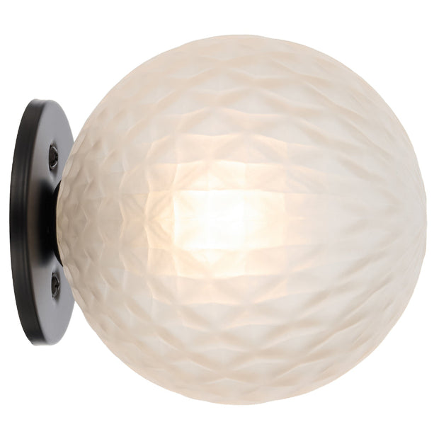 Gaston Black Wall Light with Choice of 6 Glass Colours and Textures