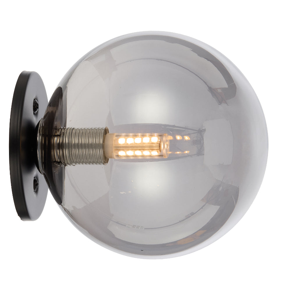 Gaston Black Wall Light with Choice of 6 Glass Colours and Textures