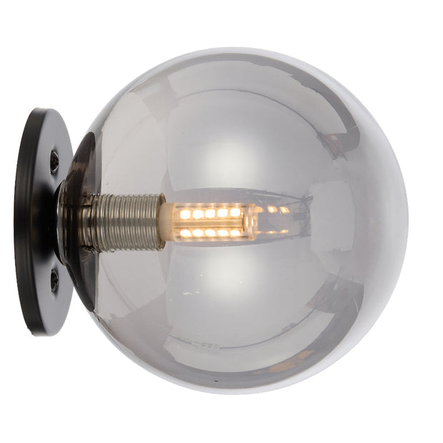 Gaston Black Wall Light with Choice of 6 Glass Colours and Textures