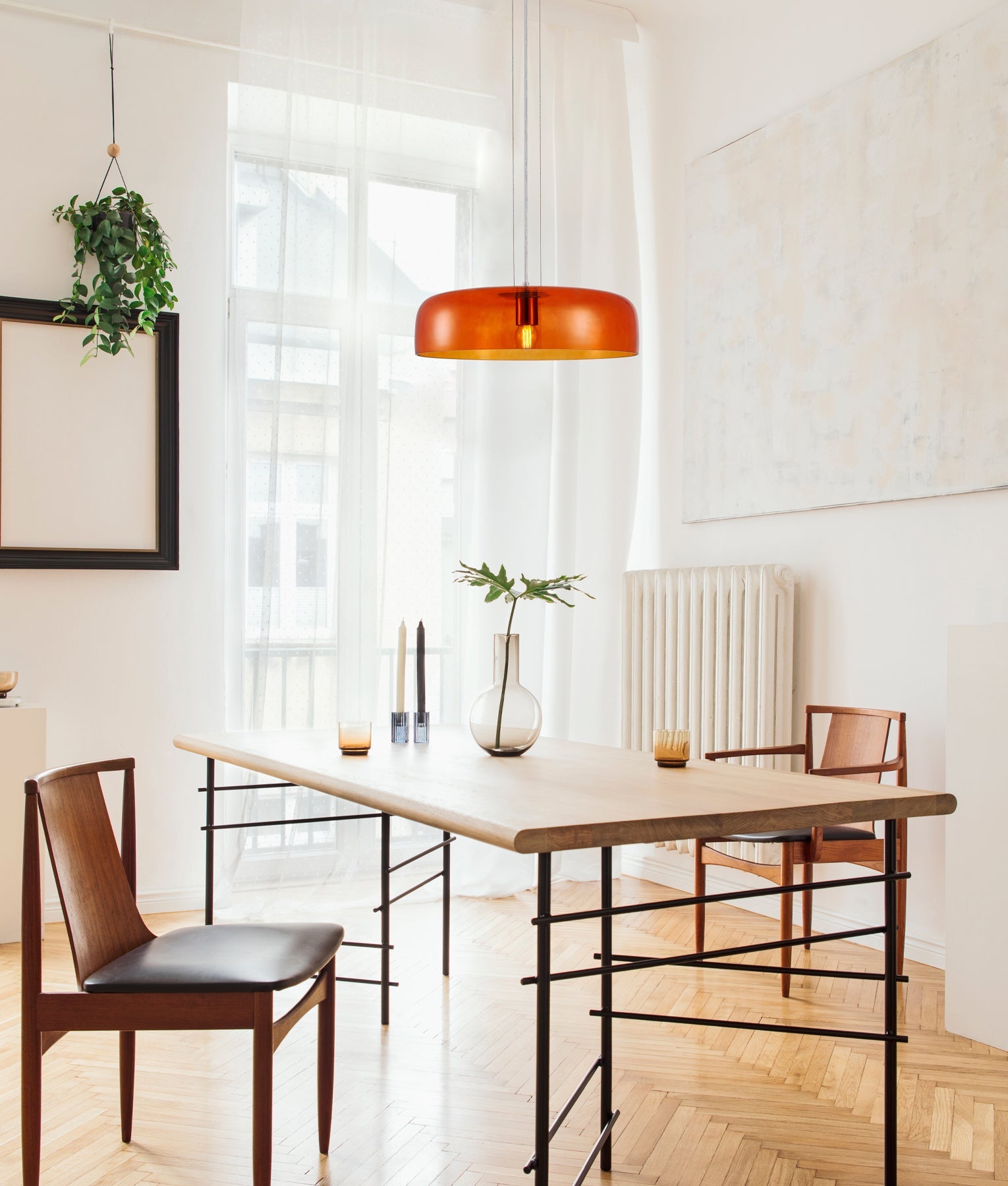 GELATINA: Interior Dome Glass with Brass Highlight Pendant Lights