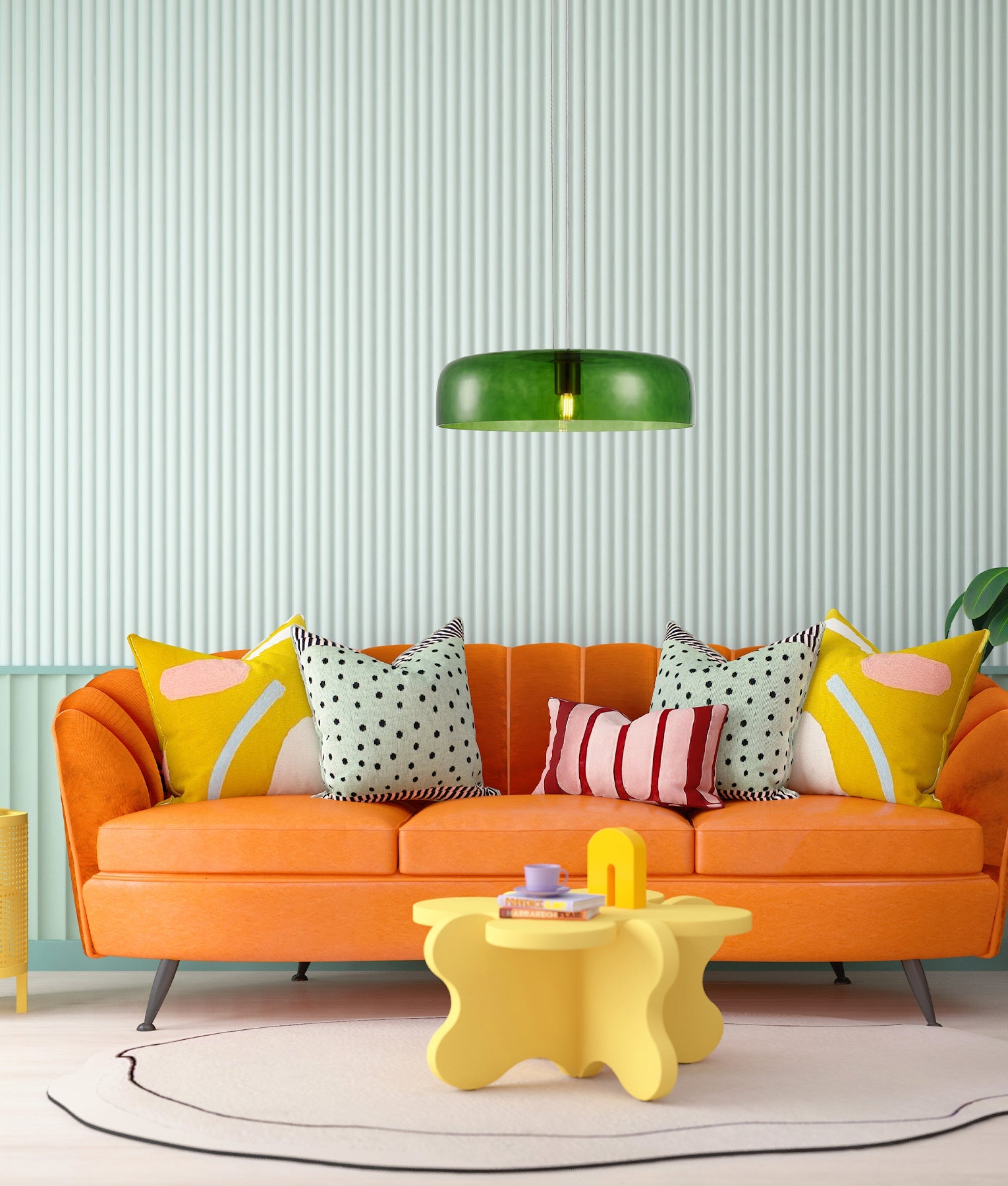 GELATINA: Interior Dome Glass with Brass Highlight Pendant Lights