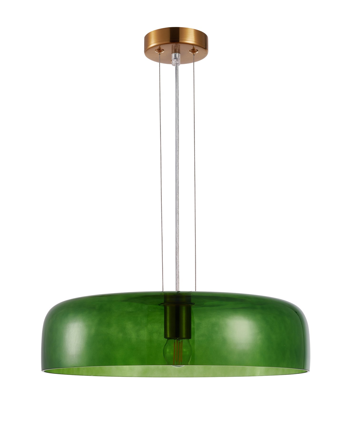 GELATINA: Interior Dome Glass with Brass Highlight Pendant Lights